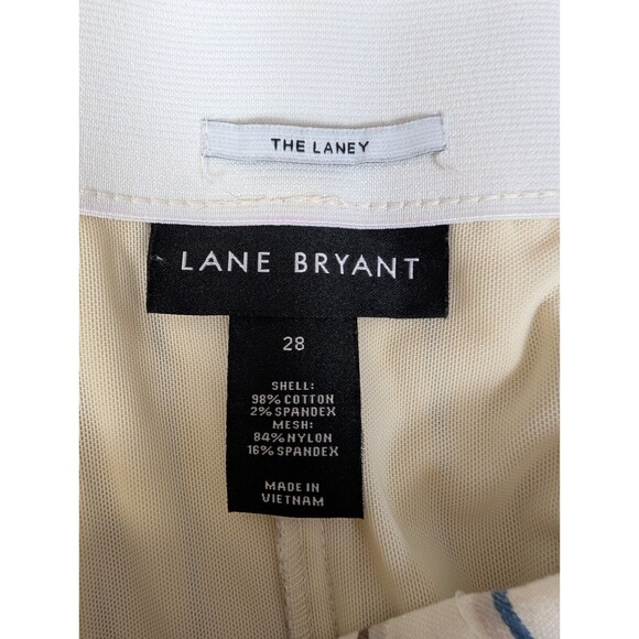Lane Bryant Capri Womens 28 Ivory Striped Crop The Laney Capris Wide Leg Buttons - Picture 3 of 14